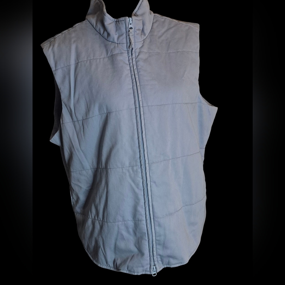 Light Blue 100% Cotton Quilted Puffer Vest Eddie Bauer Size XXL Full Zip